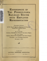 Experiences of the Pennsylvania Railroad System with Employee Representation